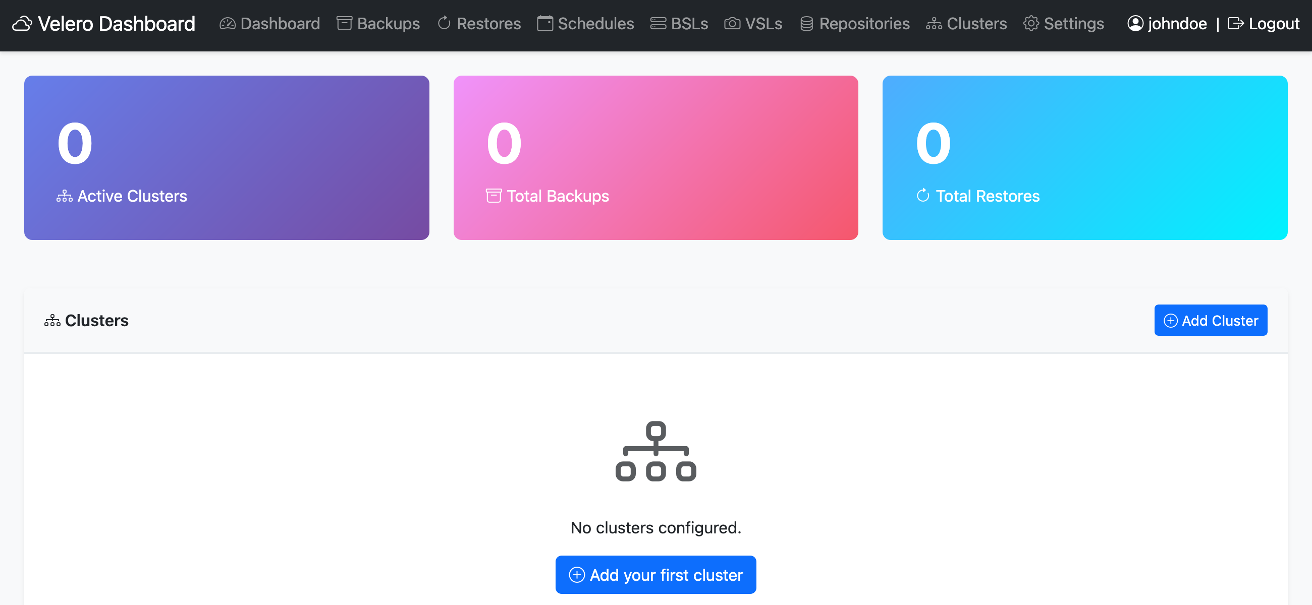 Velero Dashboard Interface